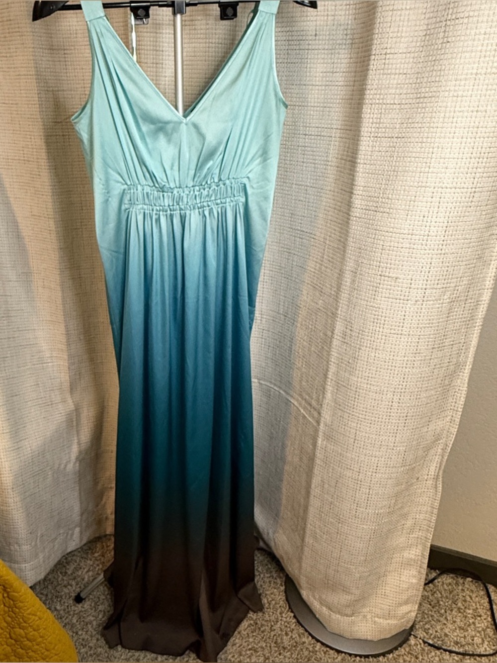 White House Black Market Teal to Black Ombre Maxi Dress